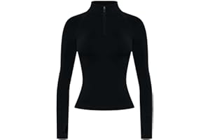 AUROLA Influence Workout Jacket for Women, Half Zip Cropped Slim Fit Long Sleeve Yoga Jackets Athletic Top with Thumb Holes