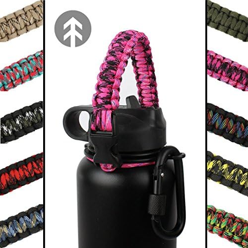 Hydro Flask Handle - Paracord Bottle Carrier w/ HIGH-STRENGTH D Buckle CARABINER and Safety Ring (Sailor's Delight)