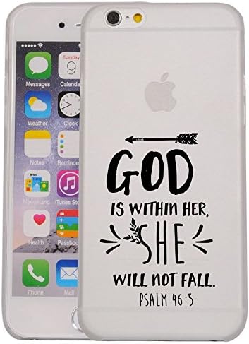 iPhone 6 Plus / 6S Plus Case - God is Within Her She Will Not Fall Bible Verse Christian Quote Clear Transparent Designer case with Drop Protection-Unique Designer Trendy Case for Girls Unisex Women