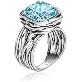 JEAN RACHEL JEWELRY 925 Sterling Silver Ring - Wrap Vintage Design with Cushion Shaped Cubic Zirconia - Hypoallergenic, Lead & Nickel Free - Artisan Handcrafted Statement Rings for Women