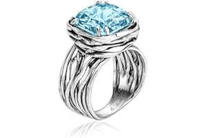 JEAN RACHEL JEWELRY 925 Sterling Silver Ring - Wrap Vintage Design with Cushion Shaped Cubic Zirconia - Hypoallergenic, Lead 