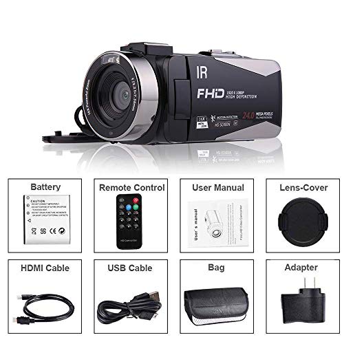 Video Camera Camcorder,Vlogging Camera Recorder for Youtube Full HD 1080P 30FPS 16X Digital Zoom Vlog Camera Support Night Vision Pause Function Time Lapse & Motion Detection
