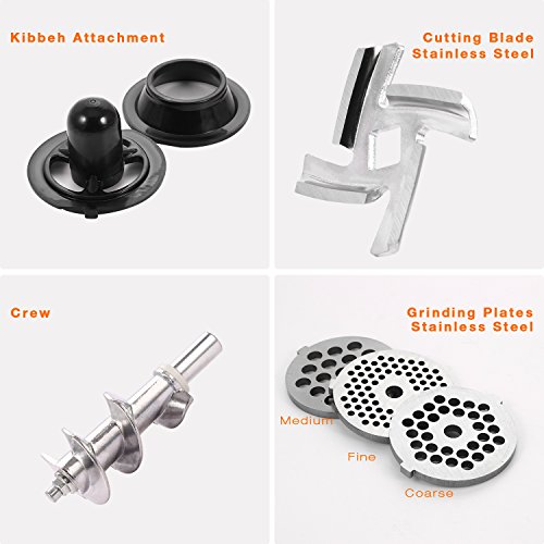 Electric Meat Grinder, Meat Mincer with 3 Grinding Plates and Sausage Stuffing Tubes for Home Use &Commercial, Stainless Steel/Silver/1000W(Max)