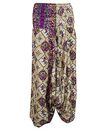 Mogul Womens Yoga Harem Pants Ethnic Printed Vintage Sari Strapless Jumpsuit