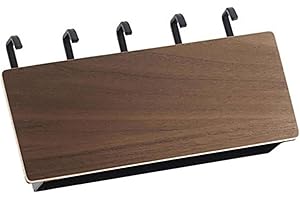 Japanese Wood Wall Mounted Key Holder with 5 Hooks Multifunction Key Hanger for Home (Walnut Color)