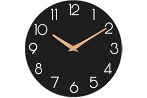 cicininc Wall Clock, Black Silent Non-Ticking, Decorative Battery Operated Wall Clocks for Bedroom, Kitchen, Home, Office, School, Hotel (8 Inch)