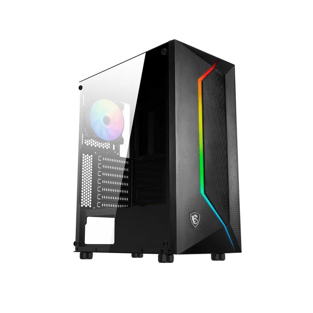 MSI MAG VAMPIRIC 100R Mid Tower Gaming Computer Case (Black, 1x 120mm ARGB PWM Fan, 1x 120mm PWM Fan, RGB Front Panel, Tempered Glass, MSI Center, ATX, mATX, mini-ITX)