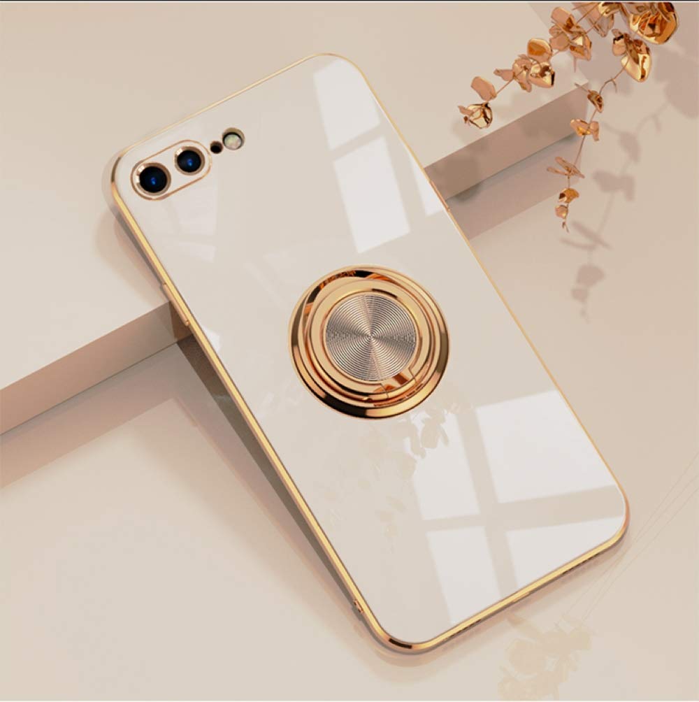 EYZUTAK Electroplated Magnetic Ring Holder Case, 360 Degree with Rotation Metal Finger Ring Holder Magnet Car Holder Soft Silicone Shockproof Cover for iPhone 7 Plus iPhone 8 Plus - Light Pink โ image 1