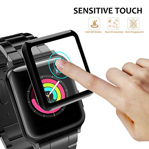 Hianjoo Tempered Glass Screen Protector 3D Curved Full Coverage Anti-Scratch Compatible with Apple Watch 42mm Series 3/2/1 - Black Edge [2-Pack] - Thumbnail 4