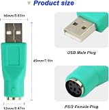Xiatiaosann PS/2 to USB A Adapter 4 Pack Green Mouse Keyboard Converter view 2