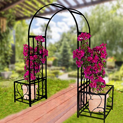 Better Rosenbogen aus Metall, Mit 2 Pflanzenkorb, Gartenlaube für Verschiedene Kletterpflanzen, Garten Im Freien, 7,08…