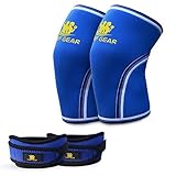 Knee Sleeve Neoprene 7mm (1 Pair) with FREE Adjustable Patella Knee Brace (1 Pair) By Chief Gear - Knee Support, Protects Patella, Pain Relief for Weight Lifting, Gym - Both Women & Men (Medium)