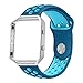 UMTELE Soft Silicone Replacement Strap with Silver Frame for Fitbit Blaze Smart Fitness Watch, Large, BlueOrbit/GammaBlue