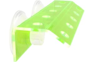kcrygogo Fluorescent Green Coral Frag Holder Acrylic Coral Rack with Powerful Double Suction Cup Suitable for Household Fish Tanks (10 Plug Holes)
