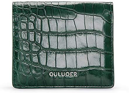 EEKUY Women's Leather Wallet, Crocodile Leather Short Wallet Vertical High-End Wallet Can Hold Cash 7 Card 1 Photo 4.5 X 1 X 3.7'',darkgreen