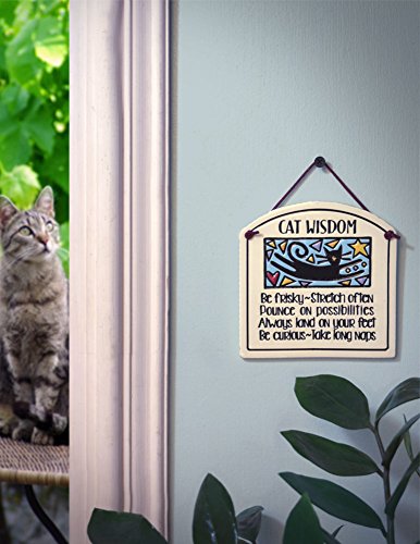 Modern Artisans Cat Wisdom Ceramic Quote Plaque, 6-Inches, American Made