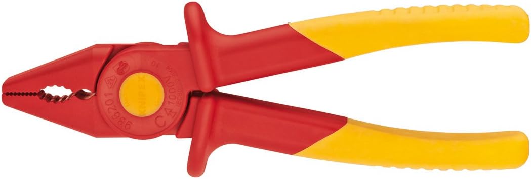 Knipex Tools 98 62 01 Snipe Nose Plastic Pliers 1000V Insulated, Red/Yellow