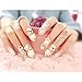 Dongcrystal 24pc 3D False Nails Bling Glitter Fake Full Nail Tip White Flower Rhinestone Decor Pearl Nail Art