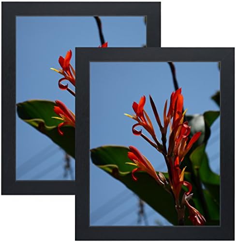 Uzifa 2Pack 8x10 Inch 20.3x25.4 cm Picture Photo Poster Frame - MDF &amp; Paper Wrap Non Glass without Mat For Display Certificate/Photo/Picture for Wall Mount Wooden Frames- W50810D BLACK