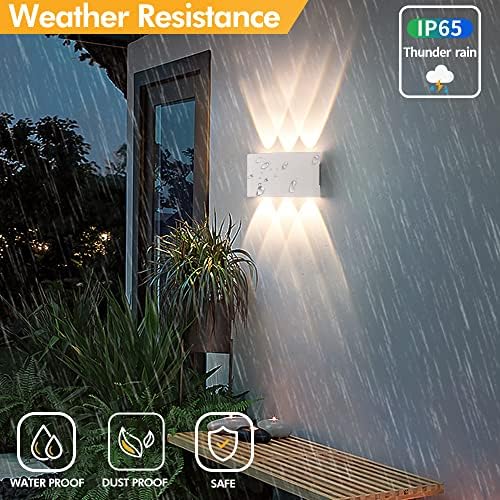 2 Pack Lampada da Parete Esterno/Interno LED Applique da Esterni 12W 1200LM Up Down Lampada da Parete IP65 Impermeabile Moderno Lampade Muro Alluminio Bagliore su e giù (Bianco 4500K luce naturale)