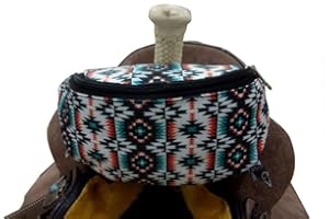 Showman Teal & Orange Aztec Print Insulated Nylon Saddle Pouch