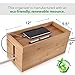 GreenSolis Bamboo Cable Management Box Organizer - Neatly Tucks Away Charging Cables, TV Cords, Power Strips and Surge Protectors - Perfect Eco-Friendly Organizing Solution For Home Office