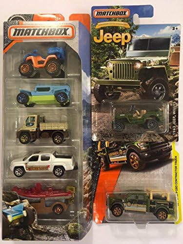 Matchbox 5 Pack " River Adventures" BONUS: Matchbox 1943 JEEP WILLYS &amp; '15 FORD F-150 CONTRACTOR TRUCK