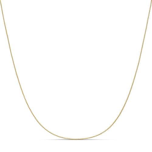 Amazon Essentials 14K Gold Over Sterling Silver Thin 0.8mm Box Chain 24", Yellow 14K Gold (previously Amazon Collection)