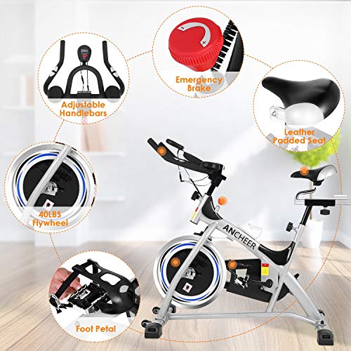 ANCHEER Stationary Bike, 40 LBS Flywheel Belt Drive Indoor Cycling