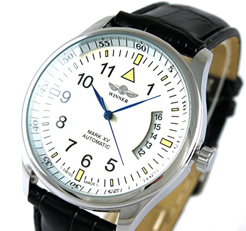 VIGOROSO Men's Day Date Leahter Automatic Mechanical Sport Fashion Self-Wind Wrist Watch