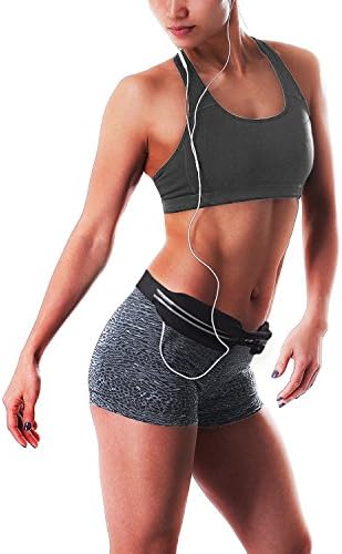 Evaline No-Bounce Running Belt Size Adjustable Reflective Stripes Water Resistant Black