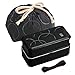 OSK PW-6+KB-1 Chord Shokado Lunch Box with Drawstring Lunch Bag (Black)