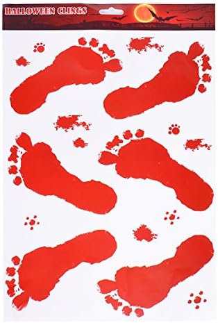 BearDaDa Bloody Footprints Clings Static Stickers, Floor Decor for Halloween,12 Inch by 17 Inch Sheet