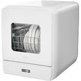 Hermitlux Slim Countertop Portable Dishwasher for Small Spaces | 6 Washing Programs, Compact Size, 5-Liter Built-in Water Tank, Glass Door, LED Light, Easy Operation for Apartment &amp; RV