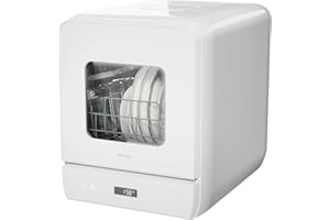Hermitlux Countertop Dishwasher, 6 Wash Programs Slim Size Portable Dishwasher
