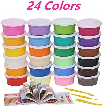 ShareMi Modeling Clay Air Dry Clay for Kids, 24 Colors No-Toxic Ultra Light Modeling Clay Magic Clay DIY Creative Modeling Dough Polymer Clay and Tools