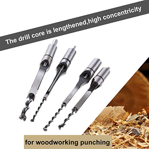 Square Hole Mortiser Drill Bit Hole Drill Guide Positioner Mortising Chisel Drill for DIY Woodworking Electric Drill Tools