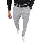 Percle Mens Slim Fit Dress Pants Casual Business Skinny Stretch Suit Pants Golf Pants