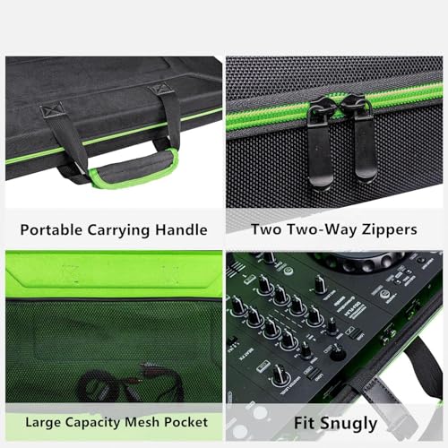 DJ Controller Case for DDJ-FLX4/ DJ 400/ DDJ-REV1, Padded DJ Controller Bag with 5 Pockets for Laptop, Headphones, Cables, DJ Carrying Case with Adjustable Shoulder Strap