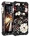 Pandawell Compatible Galaxy S7 Case Floral 3 in 1 Heavy Duty Hybrid Sturdy High Impact Shockproof Protective Cover Case for Samsung Galaxy S7, Flower/Black