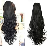 Ponytail Hair Extensions Natural Black Long Curly With Claw Clip in 24 inches Ponytail Hairpiece Weave Pony Tail Synthetic Hair