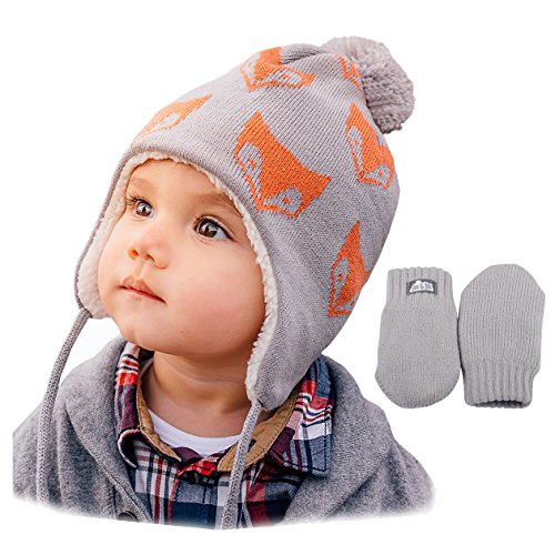 Jan & Jul baby toddler warm fall WINTER HAT & Mitten fleece lined