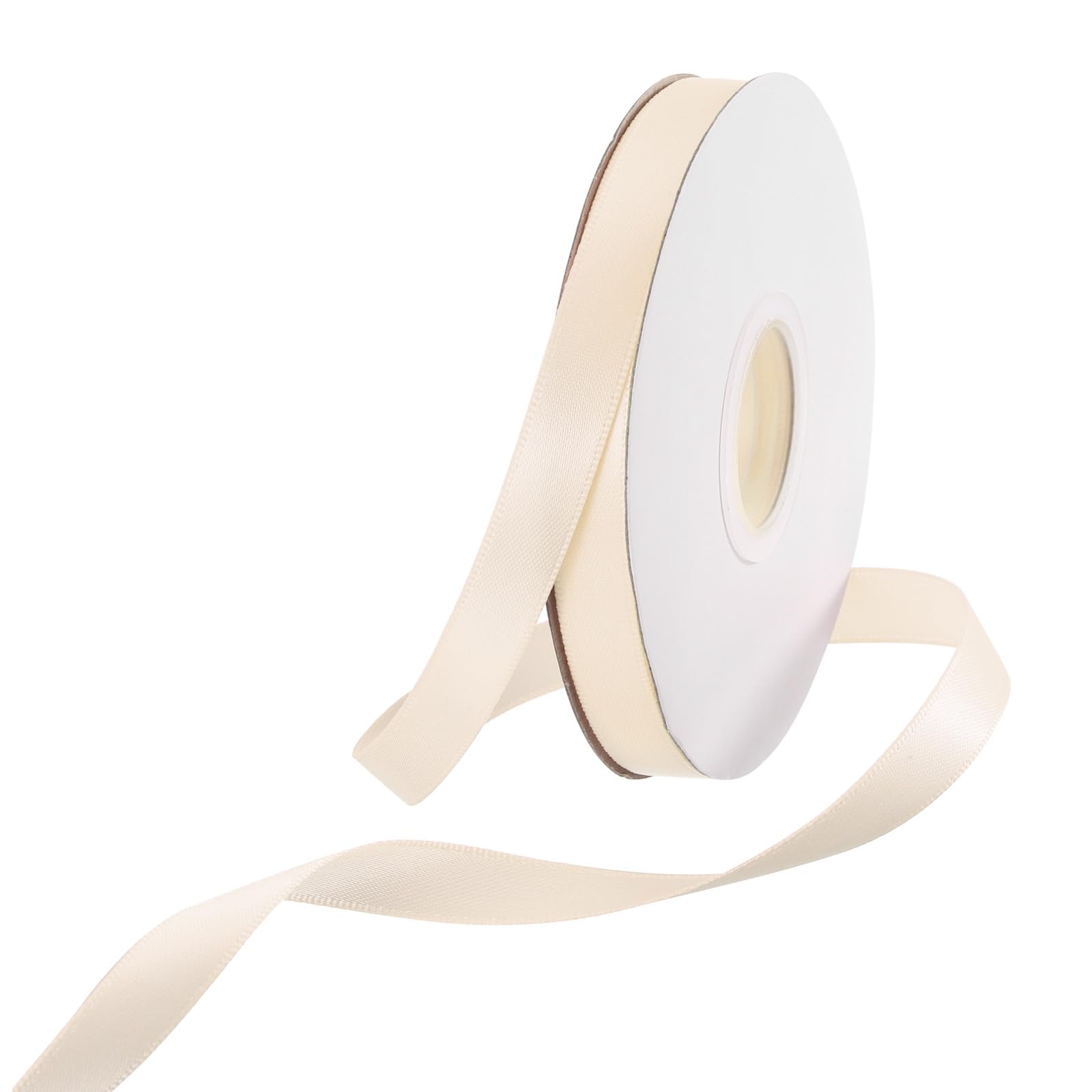 Rebower 10mm Satin Ribbon 91m Thick Double Face Grosgrain Silk Ribbon, [for Gift Wrapping, Hair Bows, Wedding, Cake, Flower] - 100 Yard/300ft/ Beige