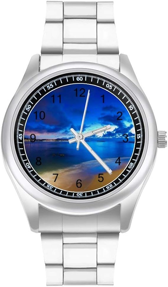 Amazon 港 海 砂浜 夜 腕時計 メンズ腕時計 おしゃれ ビジネス カジュアル メタルバンド 時計 ステンレス鋼 高級 防水 軽量 文字盤 時計 男性用 ユニセックス 高校生 紳士 父の日 プレゼント メンズ腕時計 腕時計 通販