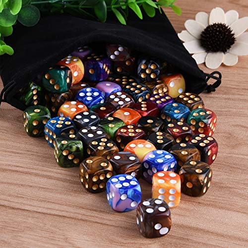 image for AUSTOR 100 Pieces 6 Sided Game Dice Set 10 Two Tone Colors Dice Round 