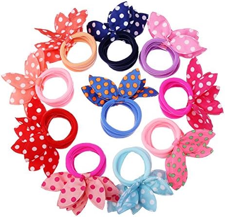 Munax 40 pcs Girls Toddlers Kids Women Rabbit Ear Hair Tie Bands Ropes Ponytail Holders (rabbit ear hair tie 40 pcs)