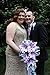 Angel Isabella Cascade Bouquet and Boutonniere - Purple Lavender White Artificial Flower Arrangement