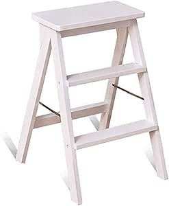 Escalera plegable de madera maciza, escalera plegable portátil de doble