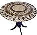 Mosaic Table Cloth Round 36 Inch To 48 Inch Elastic Edge Fitted Vinyl Table Cover Inlaid Atlantis Pattern Brown Tan Green