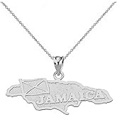 State Collection Jamaica Country Map Charm Pendant Necklace in Sterling Silver